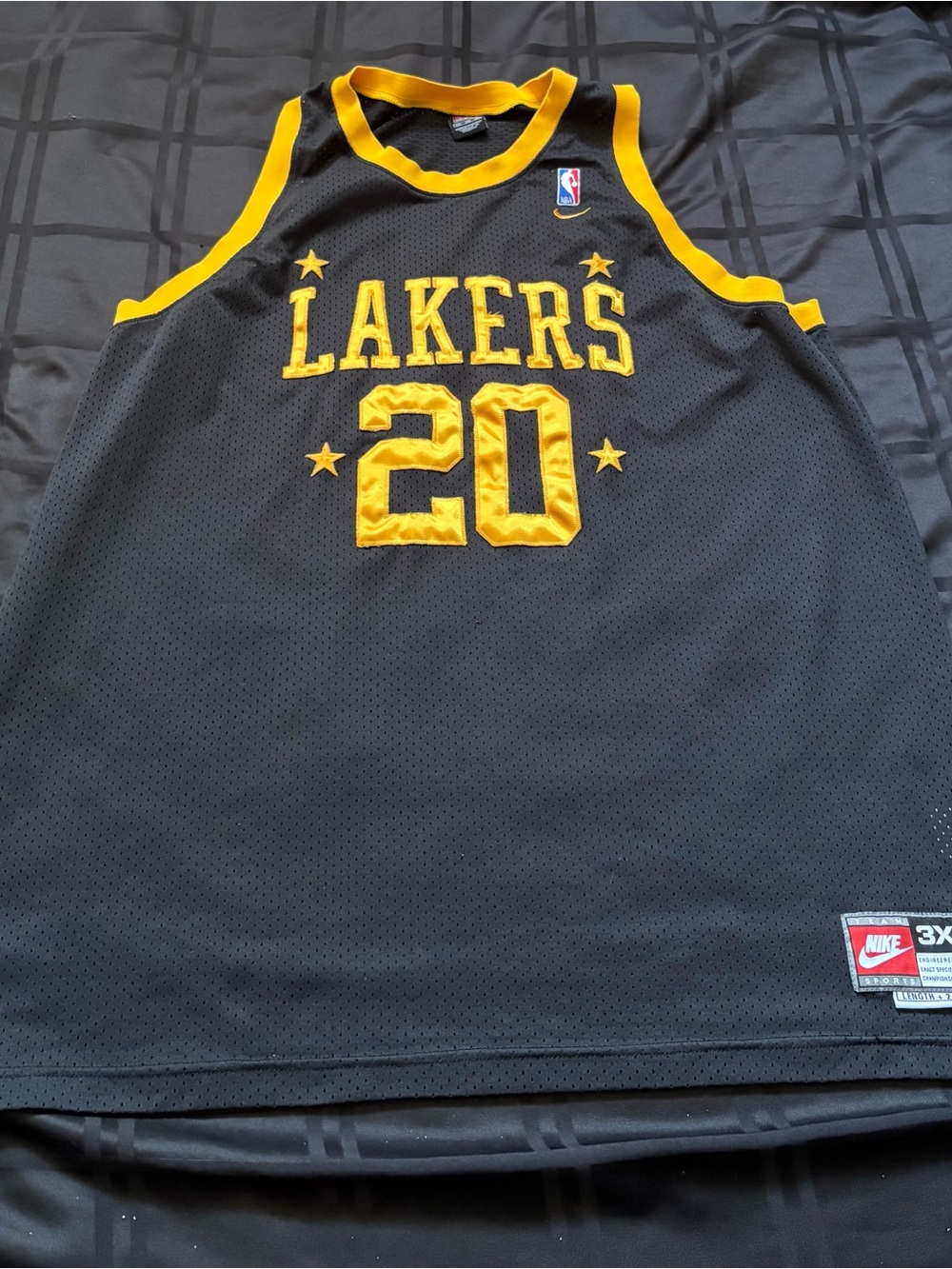 Vintage Gary Payton Los Angeles Lakers Nike Jersey Men's 3XL Black NBA Sewn #20